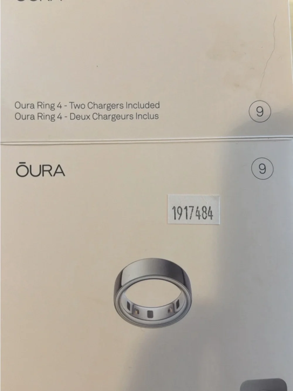 Size 9 - Oura Smart Ring - Silver, gen 4